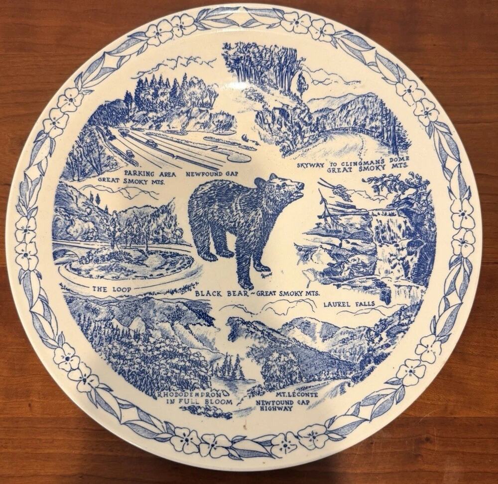 Vernon Kilns Great Smoky Mountains Plate Ogle's Crafts Gatlinburg TN VTG